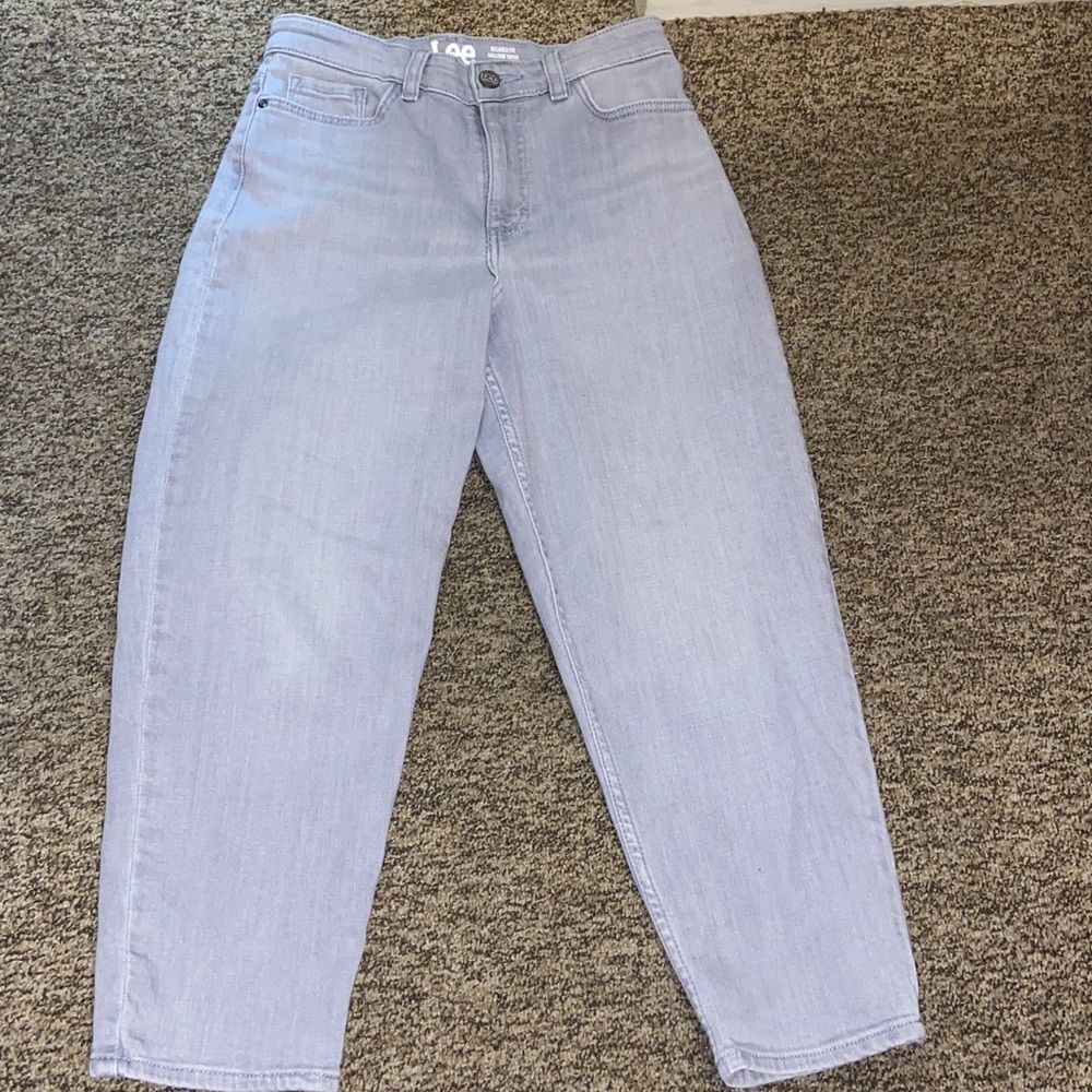 Lee Related Fit Balloon Taped High Rise Light Blue Gray Women's Jeans Size 6M